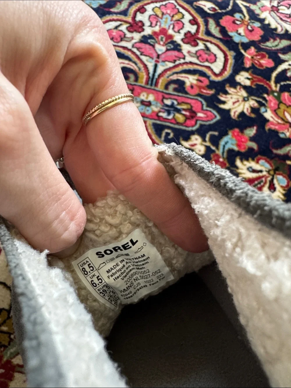 Sorel Gray and Off-White Sherpa-Lined Bootie